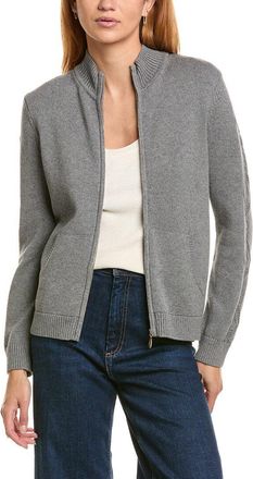 St. John Cashmere-Blend Cable Zip Jacket