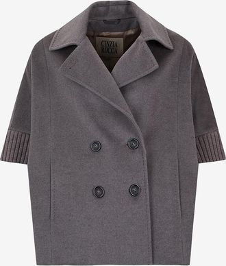 Cinzia Rocca Zweireihiges Wollcape mit Strick-Details