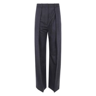 Victoria Beckham Straight Broeken - Dames - Wijde Broeken - Grijs - 2XS - Broeken