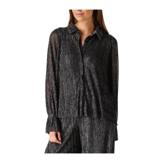 Notre-V Overhemden, Dames, Grijs, XS, Polyester, Glanzende Bronzen Glitter Blouse