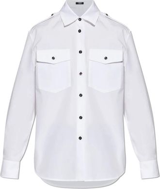 Versace Cotton-Poplin Regular Shirt - Dames - Overhemden - Wit - L - Katoen - Overhemden