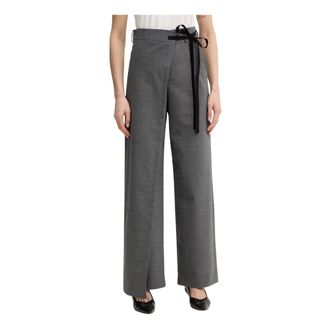 Maison Margiela Dames, Broeken, Grijs, Maat: M Zijde