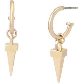 AllSaints Spike Charm Huggie Earrings in Shiny Gold at Nordstrom