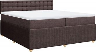 vidaXL Vidaxl - Cama Box Spring Con Colch&oacute;n Tela Marr&oacute;n Oscuro 200x200 Cm