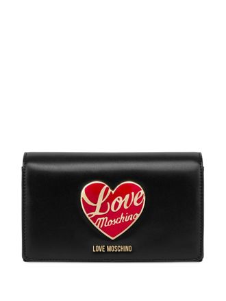 Love Moschino heart-appliqué clutch bag - women - Polyurethane - One Size - Black