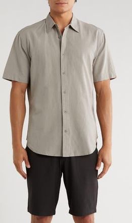 Coastaoro Aarav Short Sleeve Linen Blend Button-Up Shirt in Moss Olive at Nordstrom Rack, Size Xx-Large