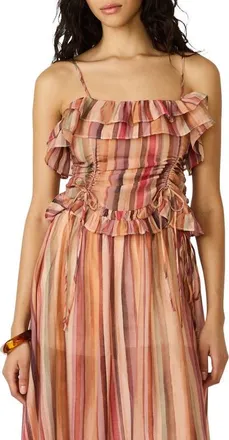 Steve Madden Shilloh Stripe Ruffle Camisole in Stripe Multi at Nordstrom, Size X-Small