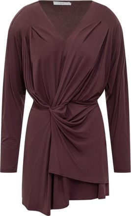Iro Red Solid V Neck Mini Dress