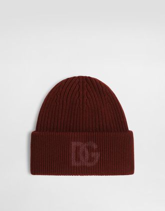 Dolce & Gabbana Virgin Wool Hat With Logo - Man Hats And Gloves Burgundy Tgu