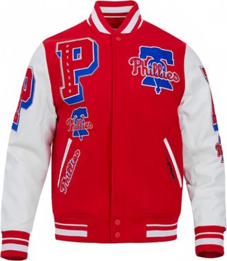 Pro Standard Mens Mlb Philadelphia Phillies Mashup Rib Wool Varsity Jacket In Red/white