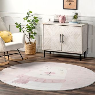 nuLOOM Jovie Polar Bear Machine Washable Kids Area Rug