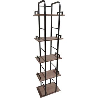 Relaxdays Relaxdays standing shelf HxWxD 143 x 38 x 24 cm, 5 open shelves, freestanding for living room, kitchen, hall, black/grey