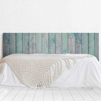 OEM Cabecero Cama Pvc Decorativo Econ&oacute;mico Textura Madera Tablas Verticales Pintadas Turquesa Envejecida Varias Medidas (100 Cm X 100 Cm)