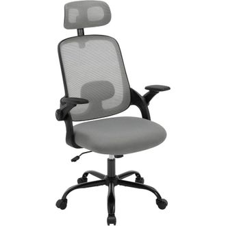 Woltu Sedia Ufficio Bracciolo e Poggiatesta Regolabile, Poltrona Ergonomica in Rete Traspirante con Supporto Lombare, Schienale Reclinabile e Altezza