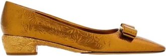 Ferragamo Riace Laminated Vara Pumps, Size 5.5 C