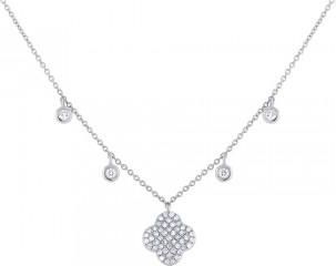 Allurez 0.24ct 14k White Gold Diamond Clover Necklace