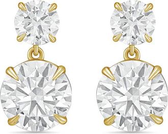 Diana M. Jewels 14KT YG 15.00 Ct TW of Lab grown round diamonds drop earrings
