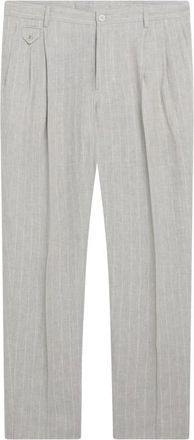 Dolce & Gabbana Linnen Pinstripe Broek - Heren - Straight fit broeken - Grijs - M - Linnen - Broeken