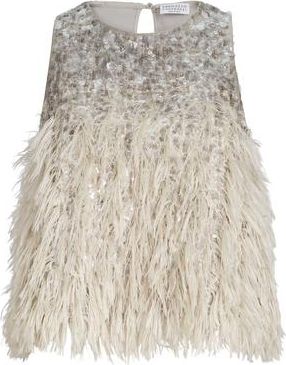 Brunello Cucinelli Dazzling d&eacute;grad&eacute; top in Grey at Nordstrom, Size 3X-Large Eu