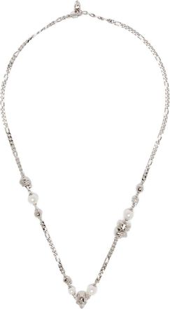 Alexander McQueen skull-charm curb-chain necklace - women - Metal/Faux Pearl - One Size - Silver