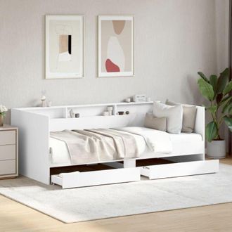 vidaXL Divano Letto con Cassetti senza Materasso Bianco 100x200 cm - Vidaxl