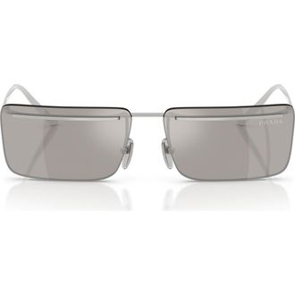 Prada 60mm Rectangular Sunglasses in Silver /Light Grey Silver at Nordstrom