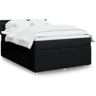 vidaXL Vidaxl - Cama Box Spring Con Colch&oacute;n Tela Negro 140x190 Cm