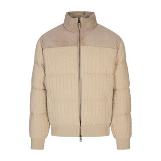 HUGO BOSS Jassen, Heren, Bruin, L, Cable Knit Two-Way Zip Jacket