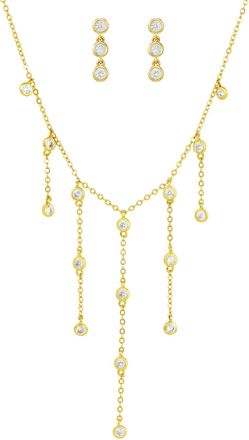 Savvy Cie Jewels GOLD PLATED OVER BRASS EARRINGS & NECKLACE BOXED SET