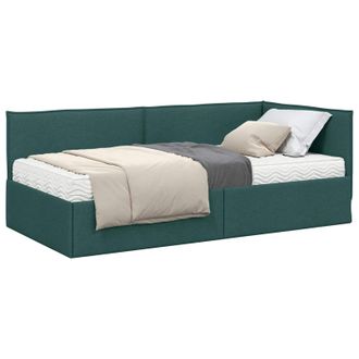 vidaXL Estructura De Cama Esquina Con Colch&oacute;n 2 Pcs Verde Terciopelo Vidaxl