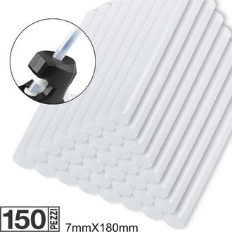 Trade Shop Trade Shop - 150 Stick Per Pistola Colla A Caldo Bastoncini Diam. 7mm Per 18cm Termofusibile