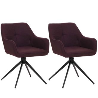 Hhg Nunca Usado] Lote De 2 Sillas De Comedor Hhg 983, Apoyabrazos De Silla De Cocina, Giratoria Con Retorno Autom&aacute;tico, Tela/textil (270g/m&sup2;), Burdeos