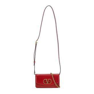 Valentino VLogo Chain Wallet - Dames - Tassen - Rood - Maat: ONE Size Leer