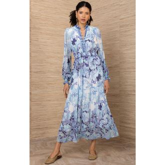 Hale Bob Bertille Chiffon Maxi Dress in Blue at Nordstrom, Size Medium