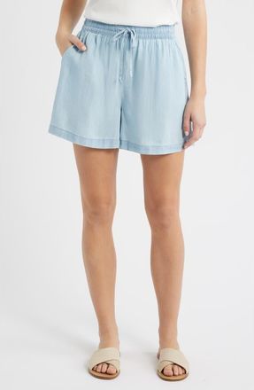 Beach Lunch Lounge Toney Tie Waist Chambray Shorts in Bleach Wash at Nordstrom, Size X-Large