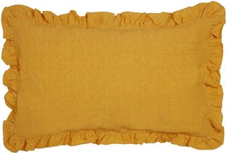 Puro Lino Pillowcase With Curled Shuttlecocks Pure Linen Stonewash Ocher