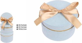 Trade Shop Trade Shop - Set 3 Pz Scatole Scatola Box Regali Varie Misure Matrioska Rotonde Azzurro 71943