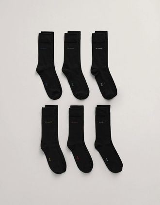 GANT Mens Gant Mens Soft Cotton Socks 6-Pack - 5 Black - Size: UK6-8 eu40-42 us7-9