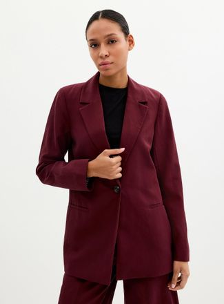 Contemporaine Womens Linen-lyocell blend casual fit Blazer Jacket