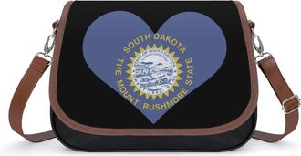 Generic South Dakota Heart Flag Small Womens Crossbody Bags Shoulder Handbag with Adjustable Strap for Travel