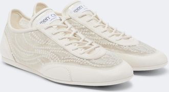 Jimmy Choo London Sunny suede-trimmed embellished sneakers