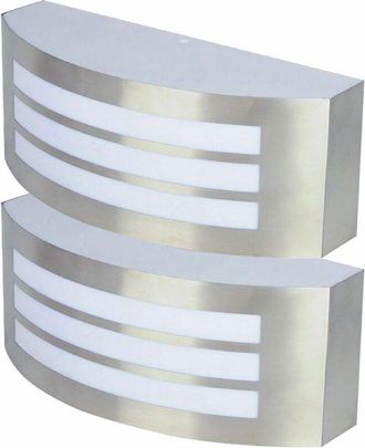 ETC Shop Set di 2 faretti da parete in acciaio inox per ingresso case da giardino IP44 E27 luci