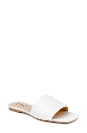 Badgley Mischka Wini Slide Sandal in White Satin at Nordstrom, Size 6.5