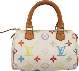 Louis Vuitton Mini Speedy White Canvas Handbag (Pre-Owned)