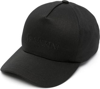 Saint Laurent Logo Embroidered Gabardine Weave Cap