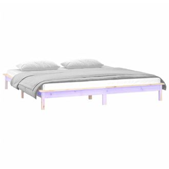 vidaXL Estructura De Cama Led Sin Colch&oacute;n Madera Maciza 140x200 Cm Vidaxl