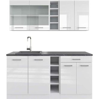 Vicco Cocina Vers&aacute;til R-line, Blanco Alto Brillo/blanco, 160 Cm, Et Antracita