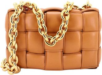 Bottega Veneta Brown Padded Maxi Intrecciato Leather Cassette Chain Crossbody (Authentic Pre-Loved)