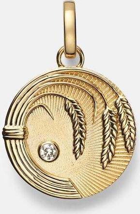 Foundrae Infinite Gratitude Braided Wheat Medium 18kt gold pendant with diamond
