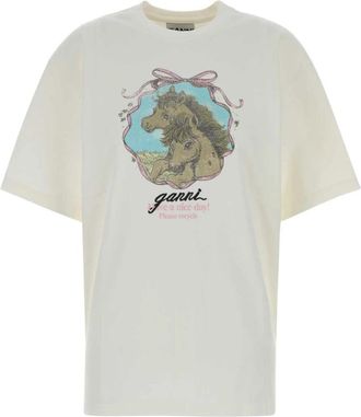 Ganni Oversized T-shirt - Dames - T-shirts - Wit - XS - Katoen - Tops